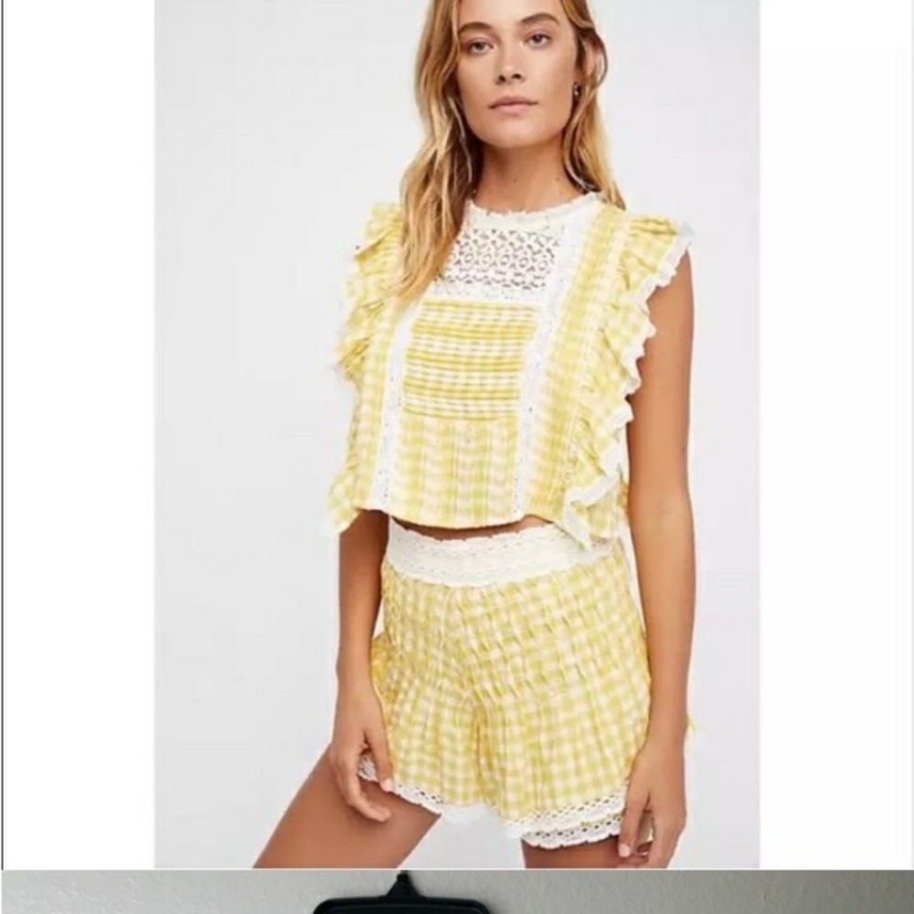 Free People yellow gingham blouse